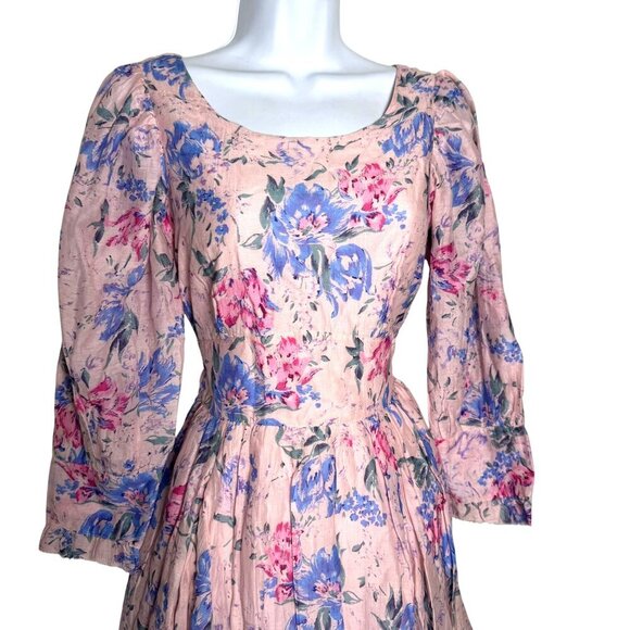 LoveShackFancy Ross Dress Floral Print Long Sleeve Mini Dress Pink Size 2 - Picture 3 of 9